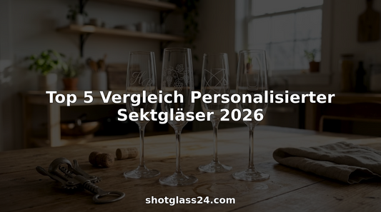 Personalisierte Sektgläser im Vergleich – stilvoll präsentiert auf einem Holztisch