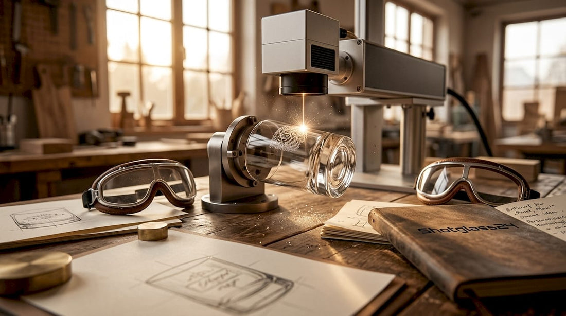Glasgravur mit Laser im Handwerksbetrieb