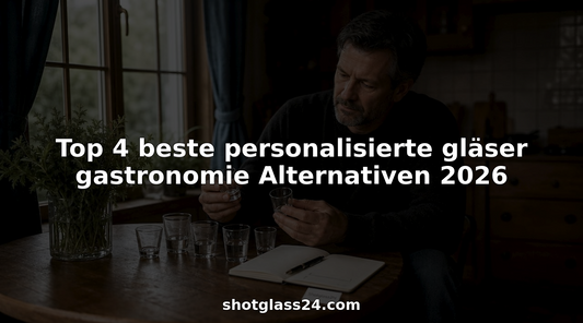 Ein Mann begutachtet individuell gestaltete Gläser für die Gastronomie.