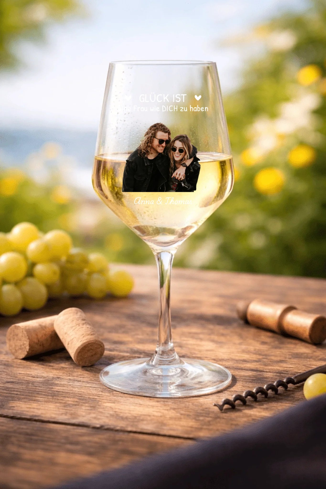 Weinglas mit Foto