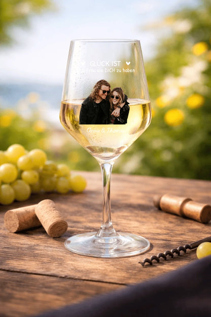 Weinglas mit Foto