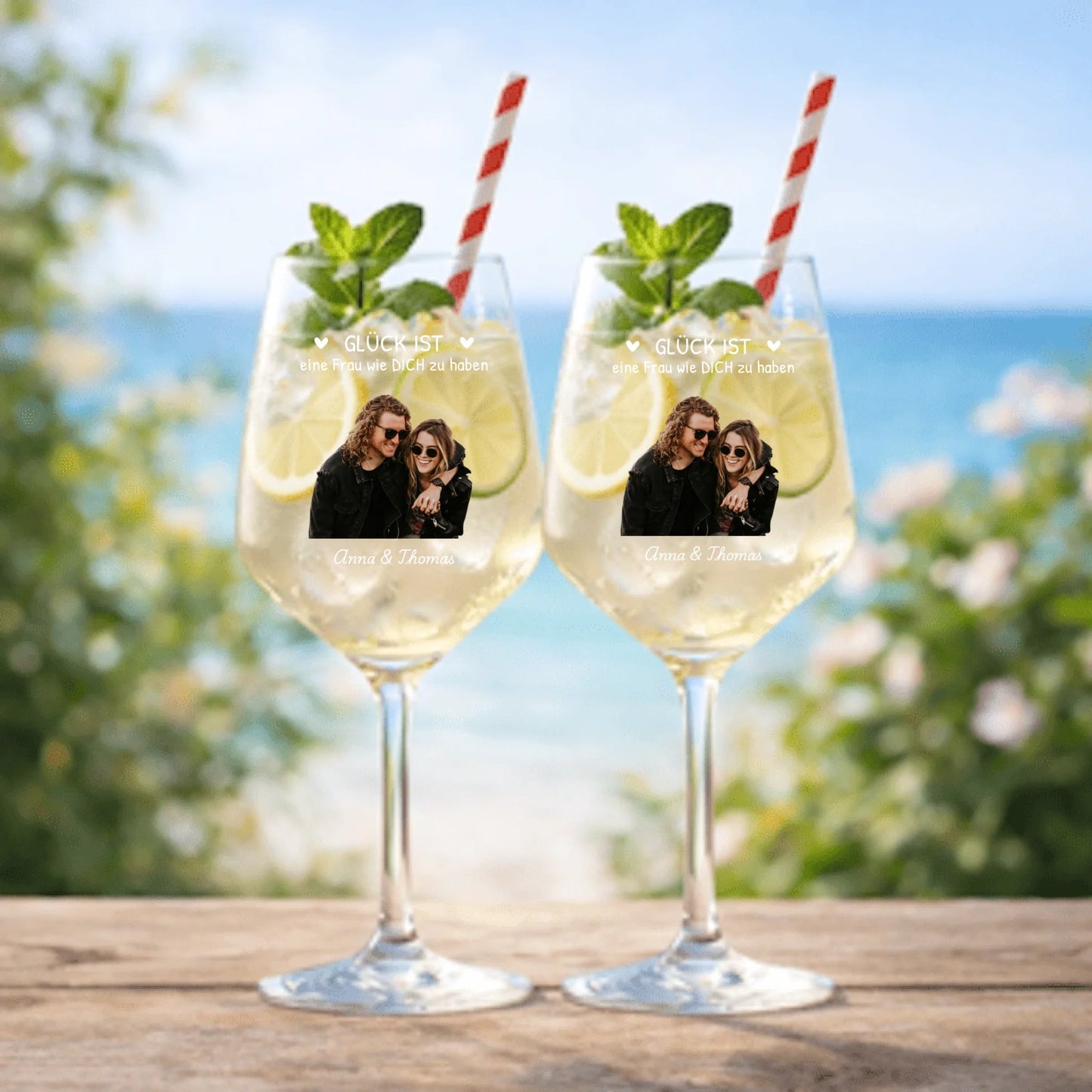 2 Weingläser mit Photo