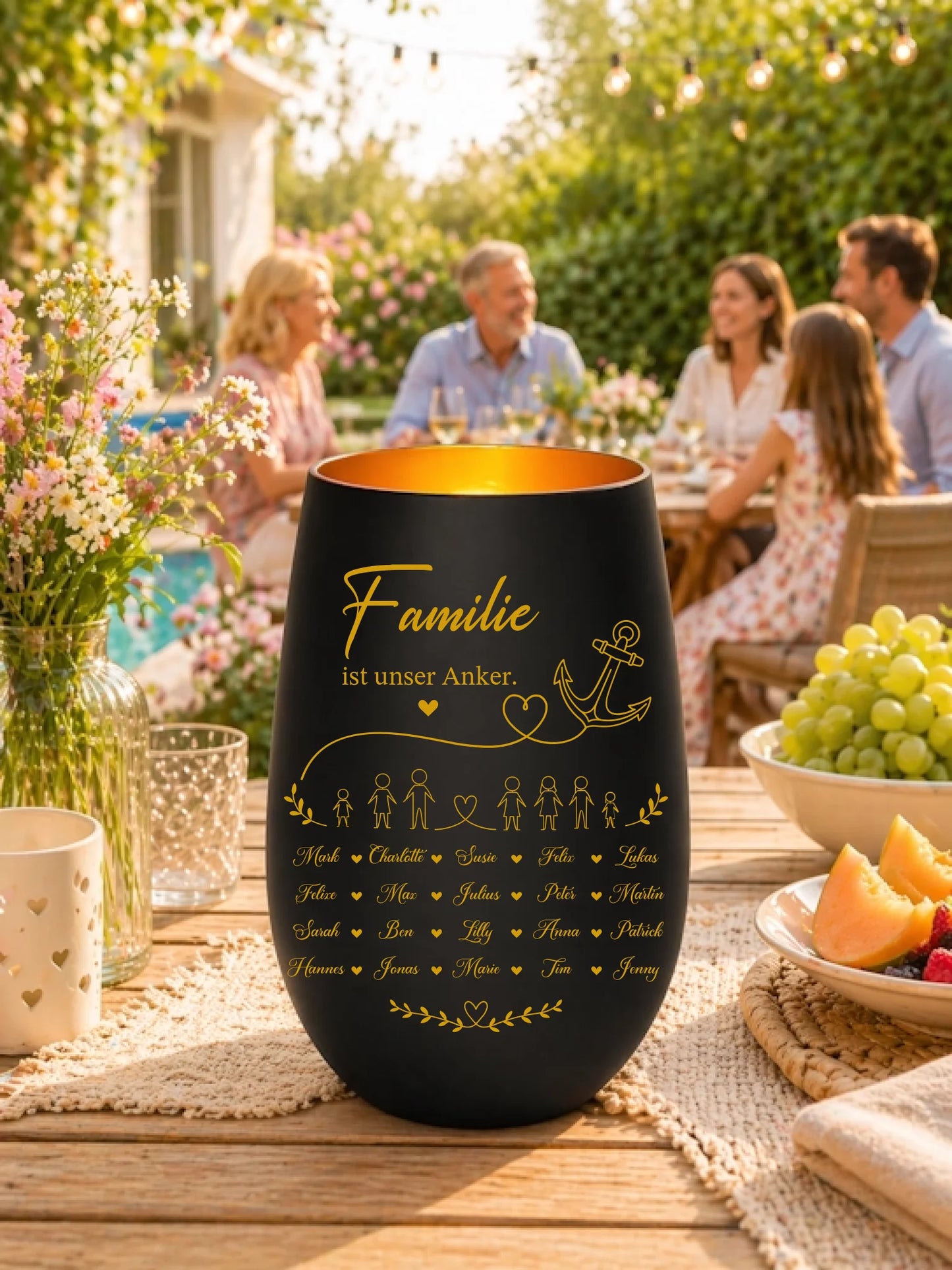 Windlicht schwarz gold