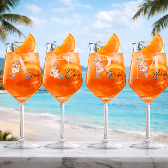 4 Aperolgläser mit Initialen 
