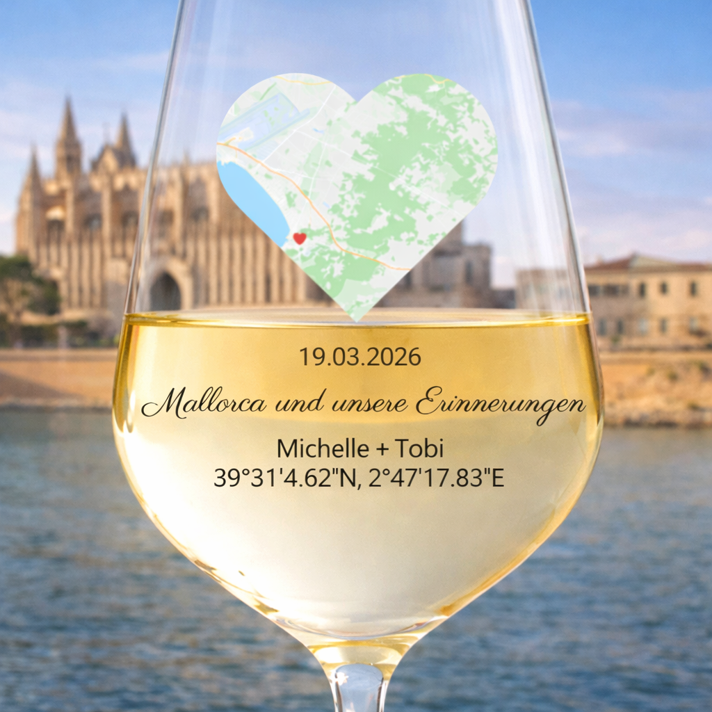 Personalisierten Maps Weinglas