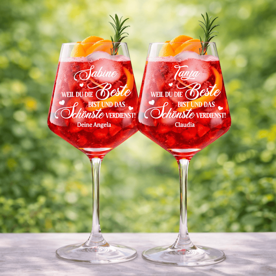 2 Weingläser für Loeblingsmenschen