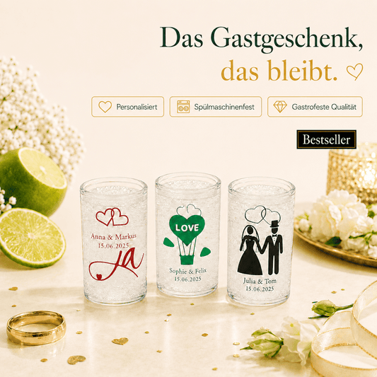 Personalisierte Schnapsgläser für eure Hochzeit