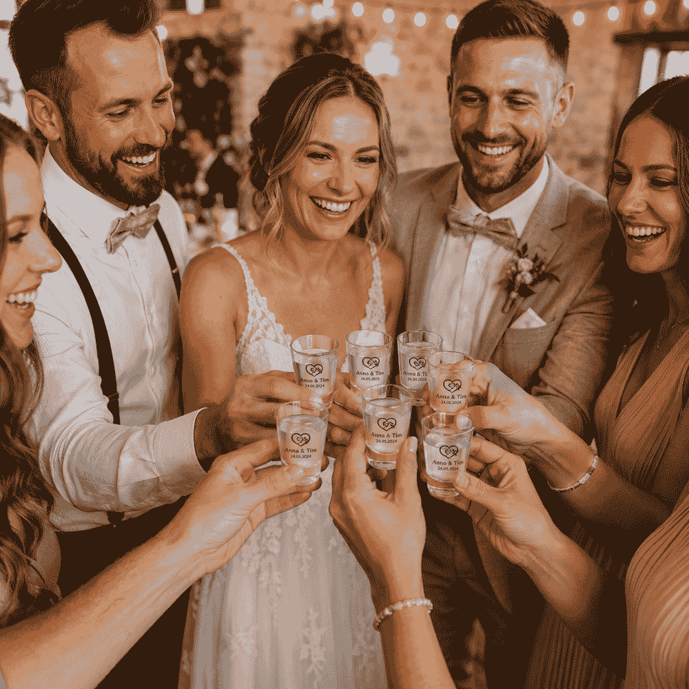Hochzeit mit Schnapsgläser