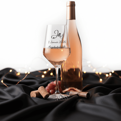 Weinglas personalisiert mit Motiv, Name & Datum