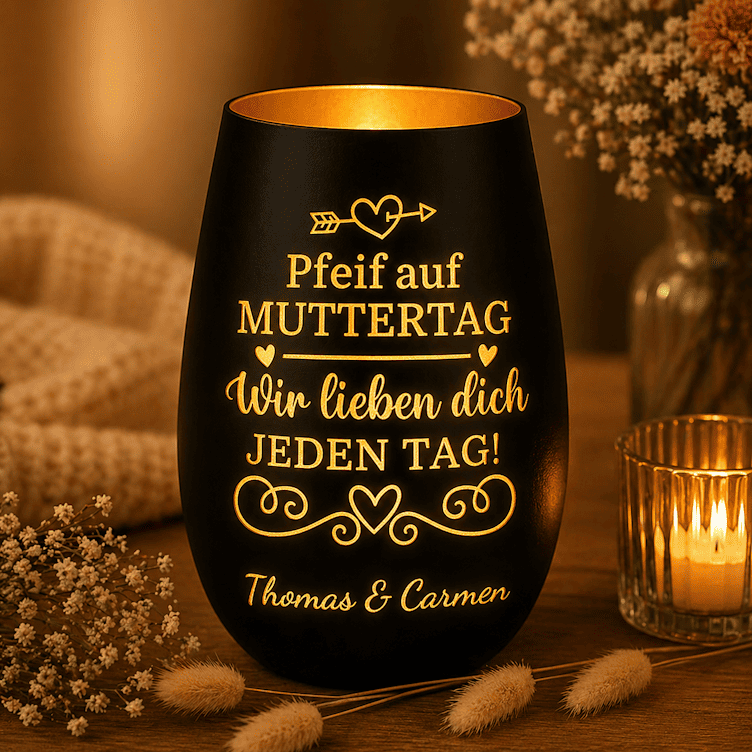 Windlicht zum Muttertag personalisiert