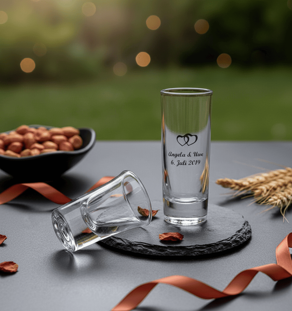 ShHot Glass mit Motiv zur Hochzeit
