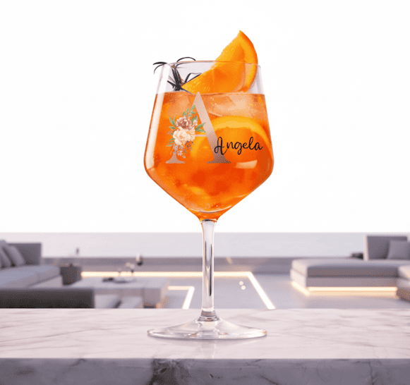 1 Weinglas personalisiert mit Name und Initial