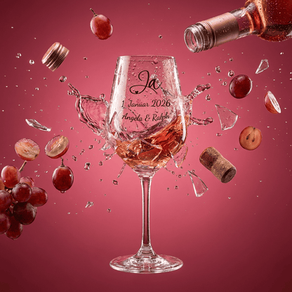 Weinglas personalisiert mit Motiv, Name & Datum