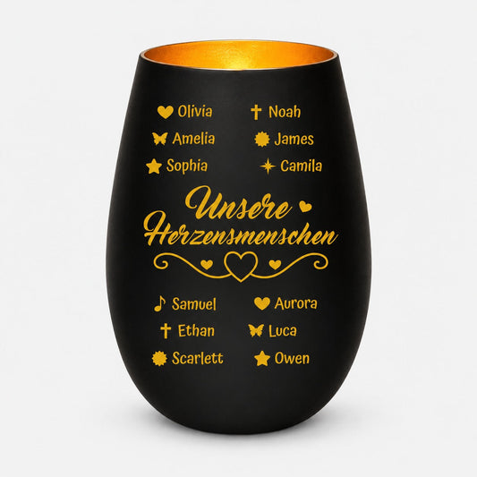 Familienglück Windlicht Unsere Herzensmenschen personalisiert