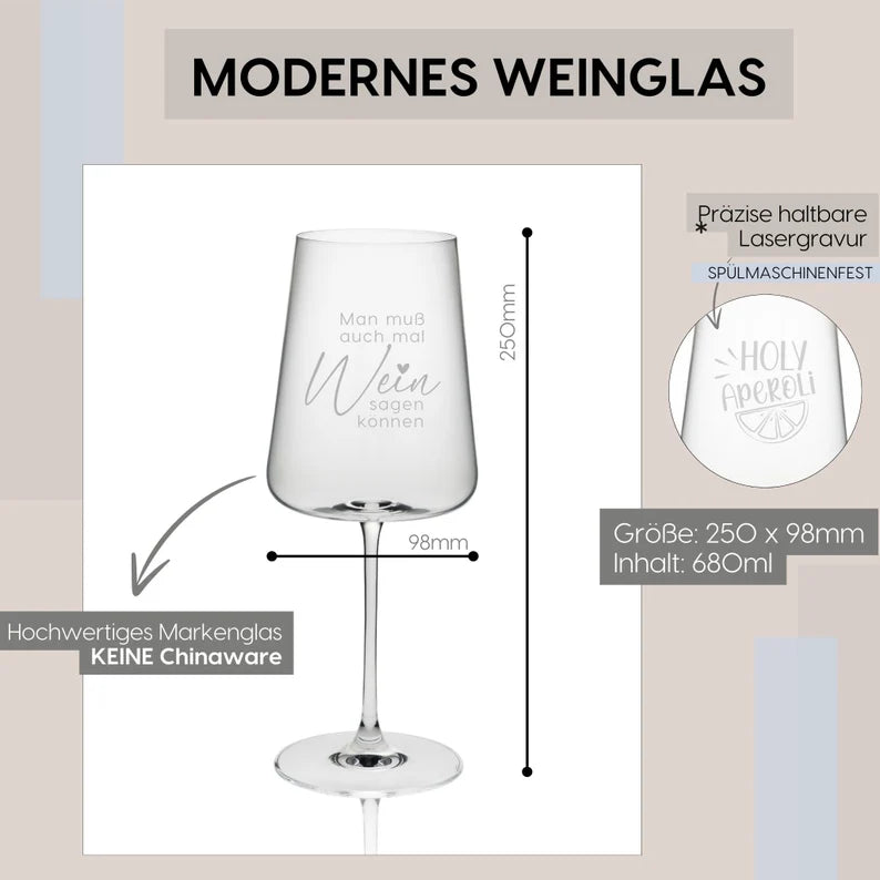 Modernes graviertes Weinglas
