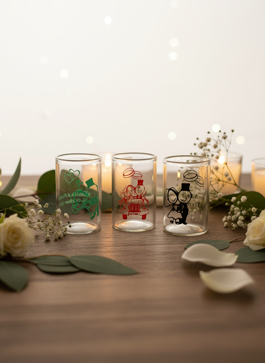 Schnapsgläser auf Hochzeitstafel